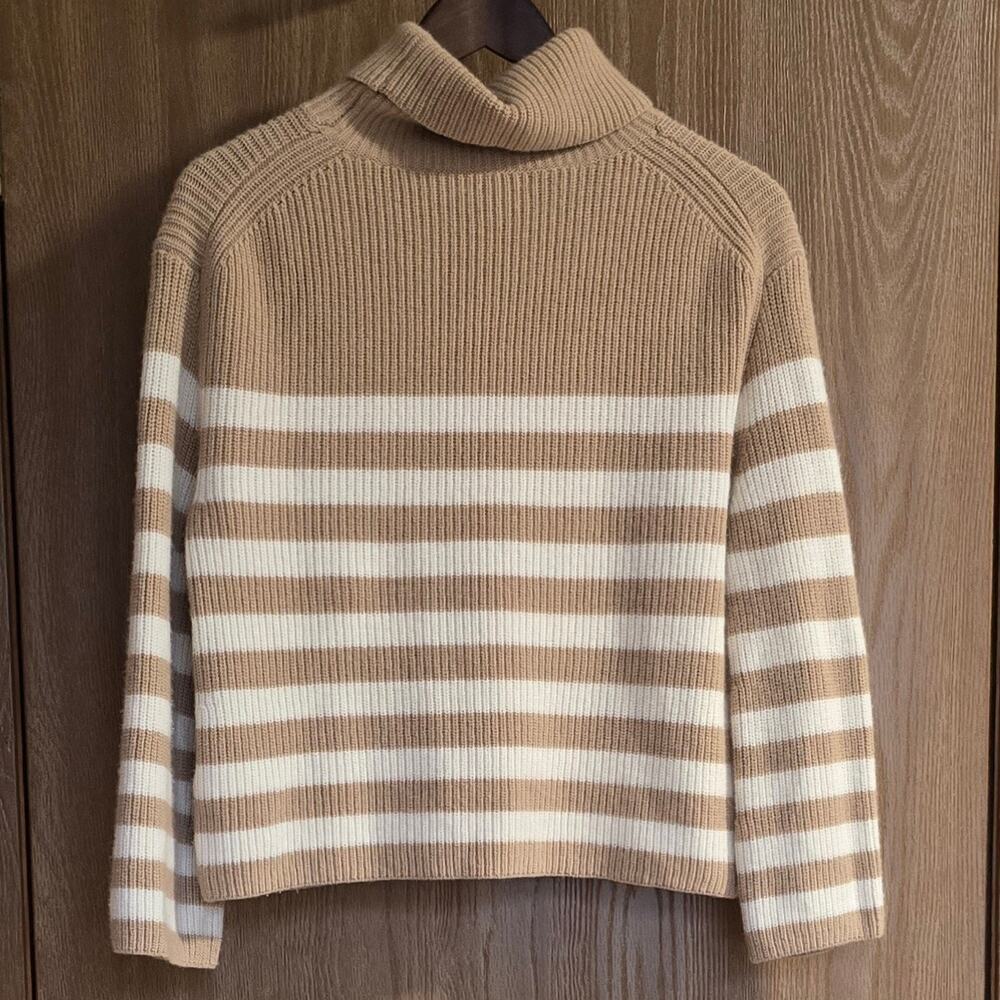 J. Crew Wool And Recycled Cashmere Relaxed Striped Turtleneck Sweater - Picture 3 of 11
